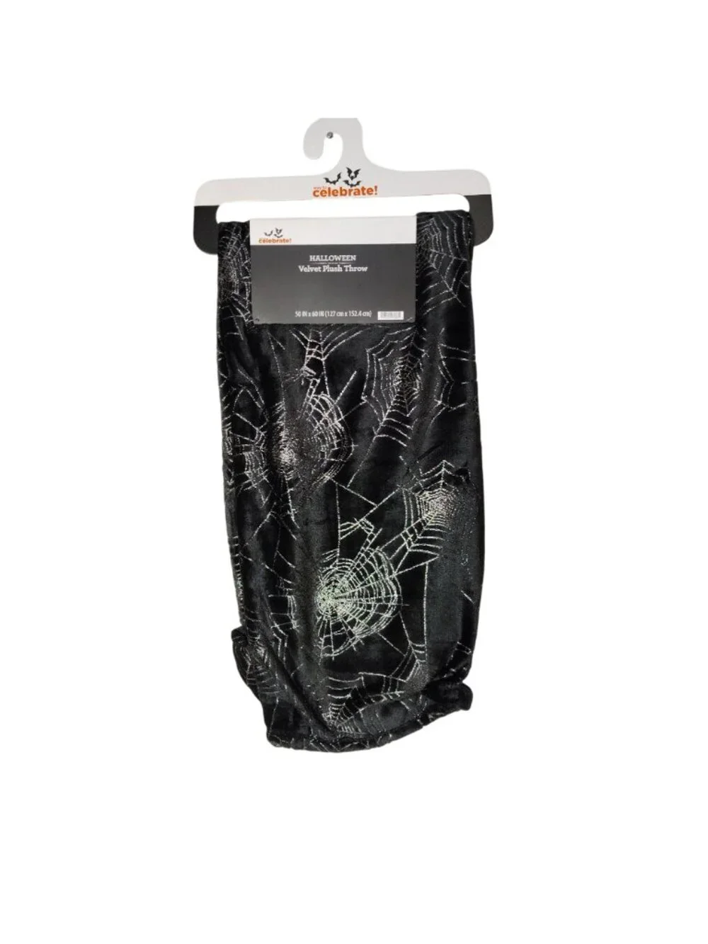 Halloween Velvet Plush Throw Blanket With Silver Spiderweb Design 50x60 inches